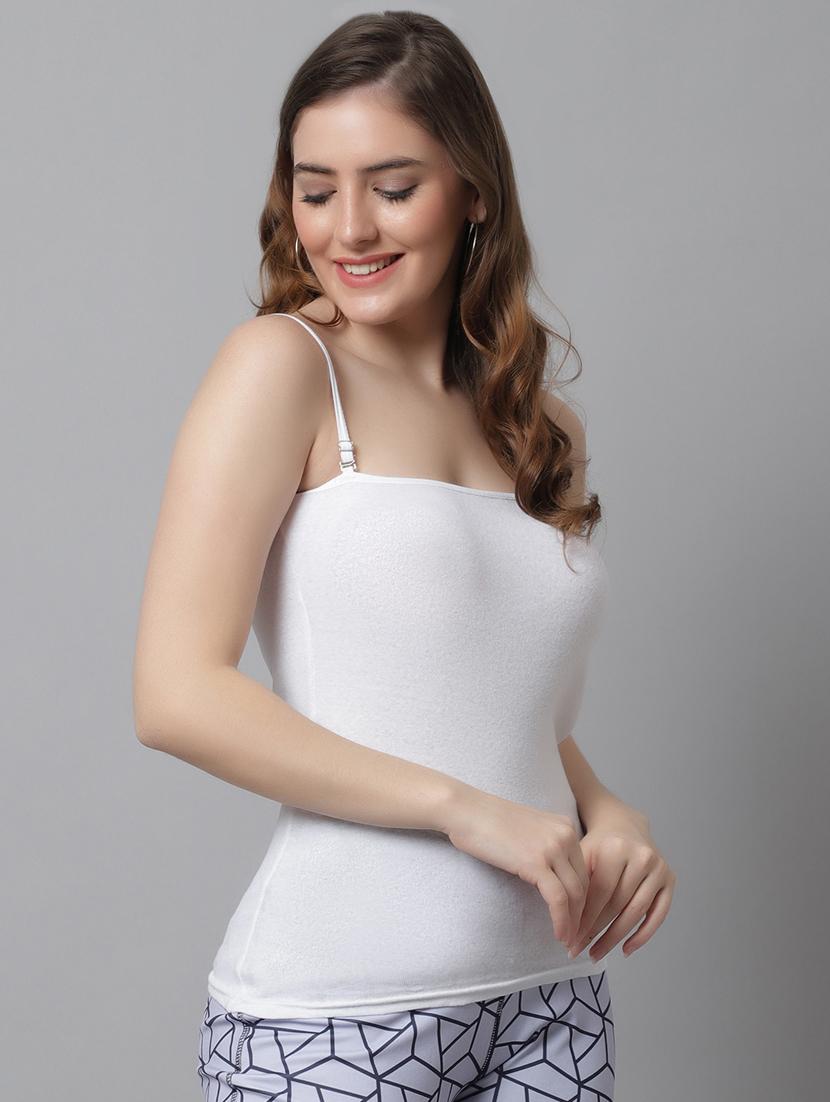 women solid white cotton camisole - 21466531 - Standard Image - 1