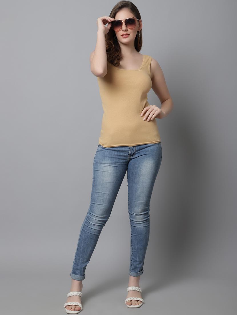 women solid cotton tank top - 21466555 - Standard Image - 4