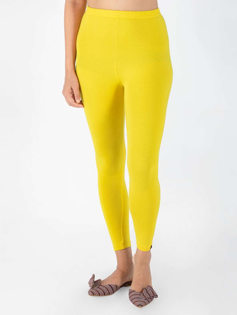 women solid cotton lycra leggings