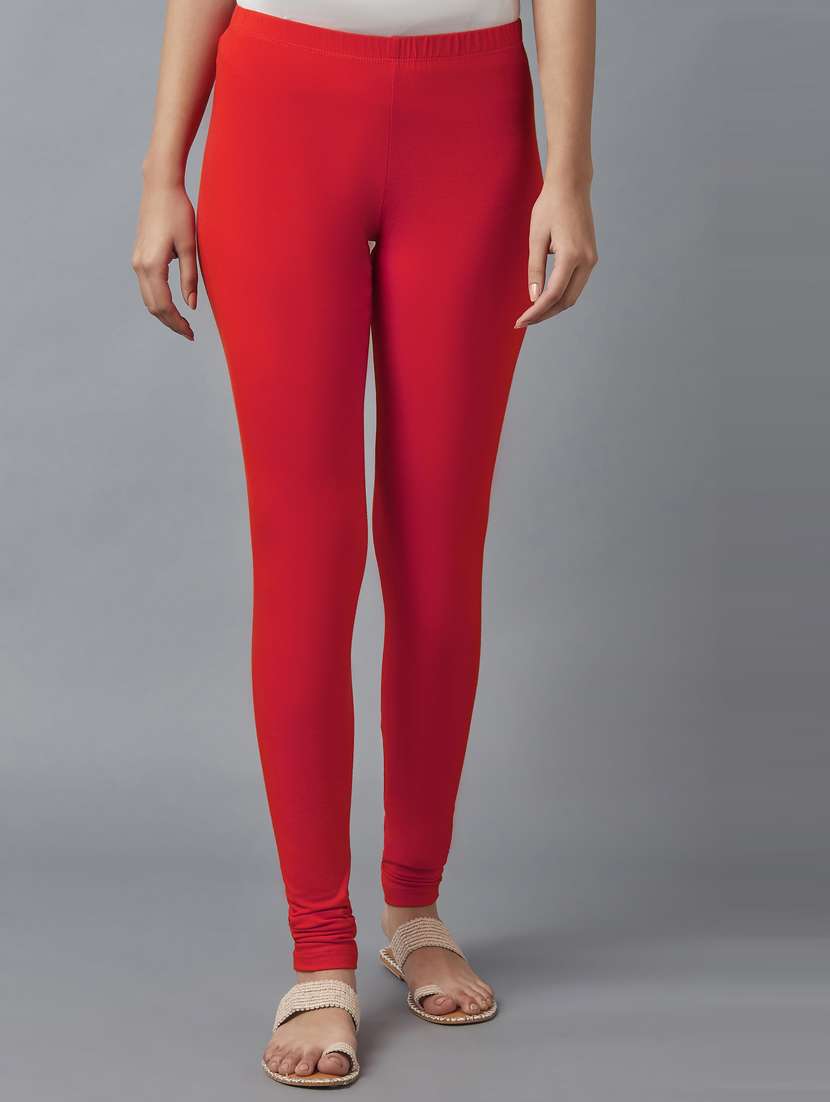 women solid cotton lycra leggings