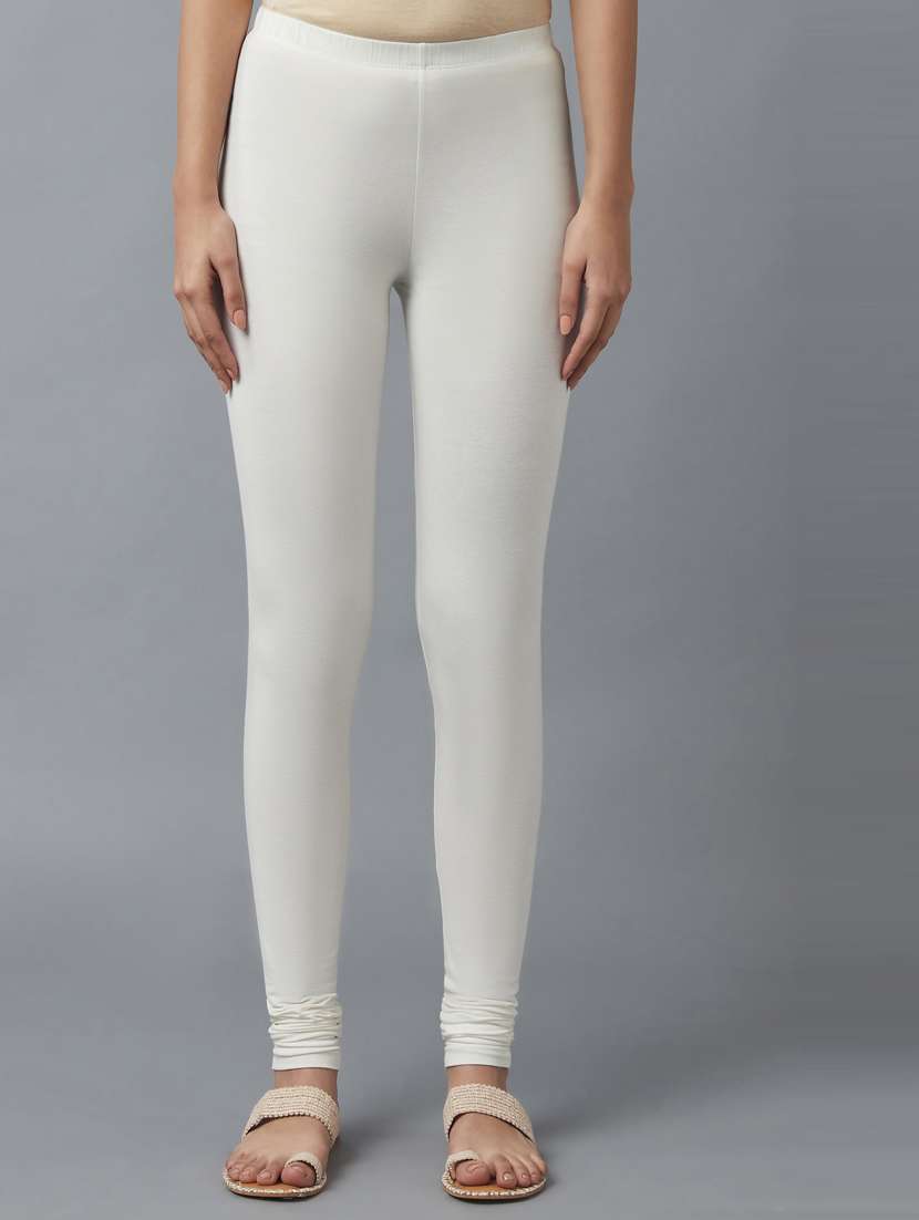 women solid cotton lycra leggings
