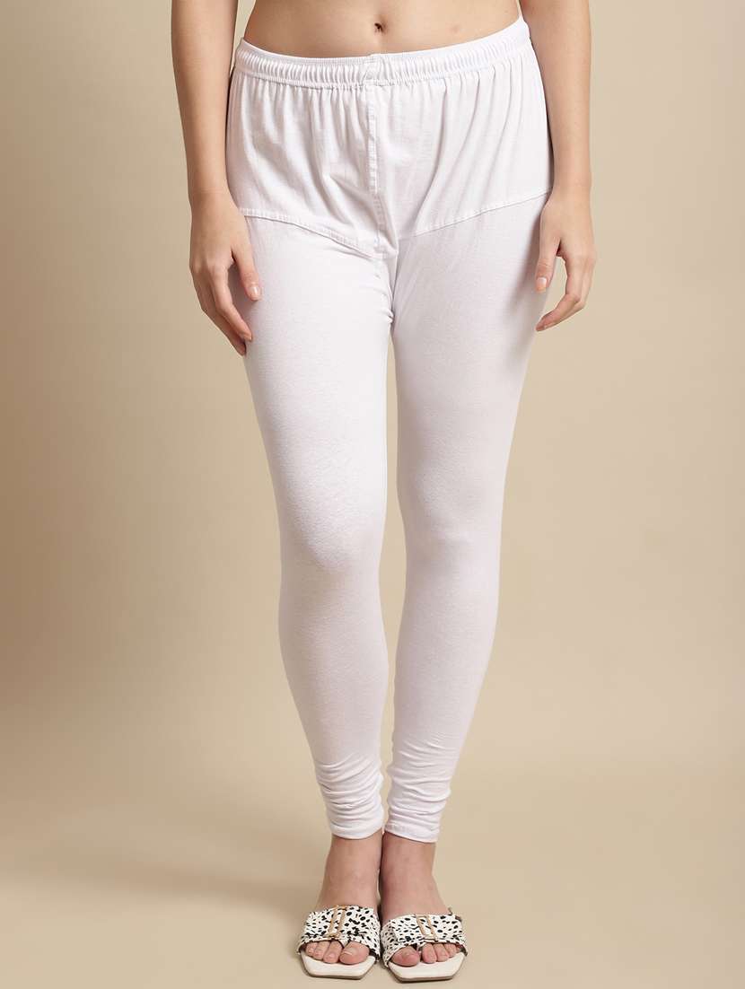 women solid cotton lycra leggings