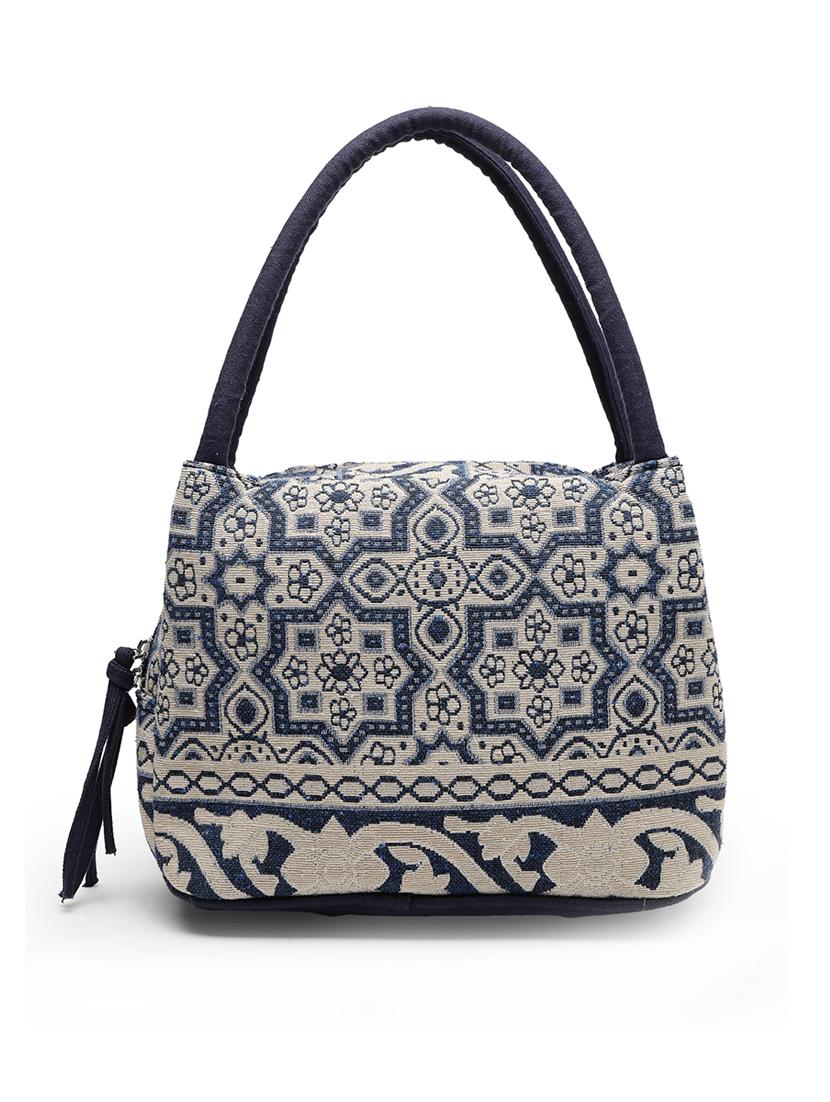 blue cotton printed handbag - 21466967 - Standard Image - 4