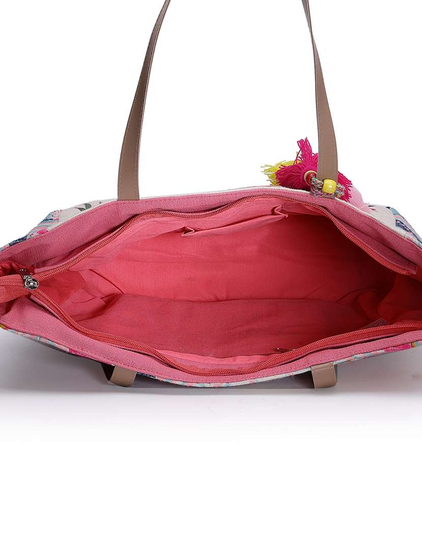 Women Beige Cotton Regular Tote Bag