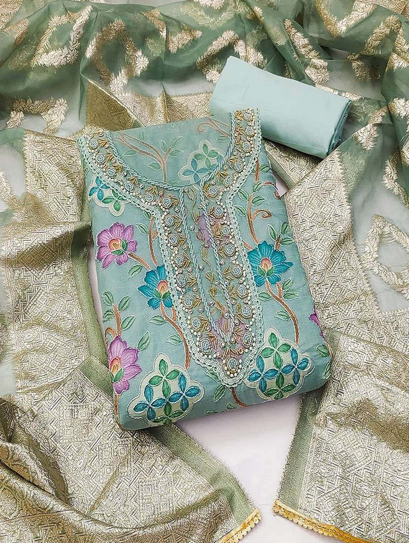 women embroidered unstitched suit set