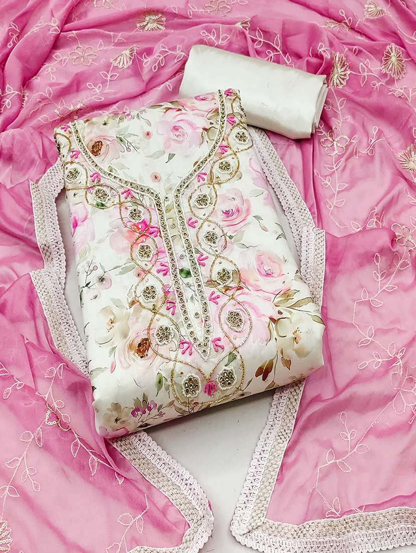 women embroidered unstitched suit set