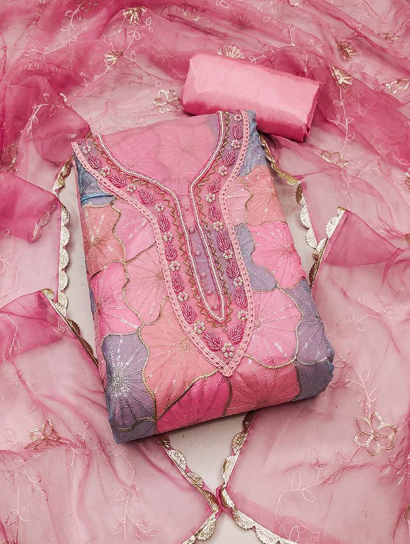 women embroidered unstitched suit set