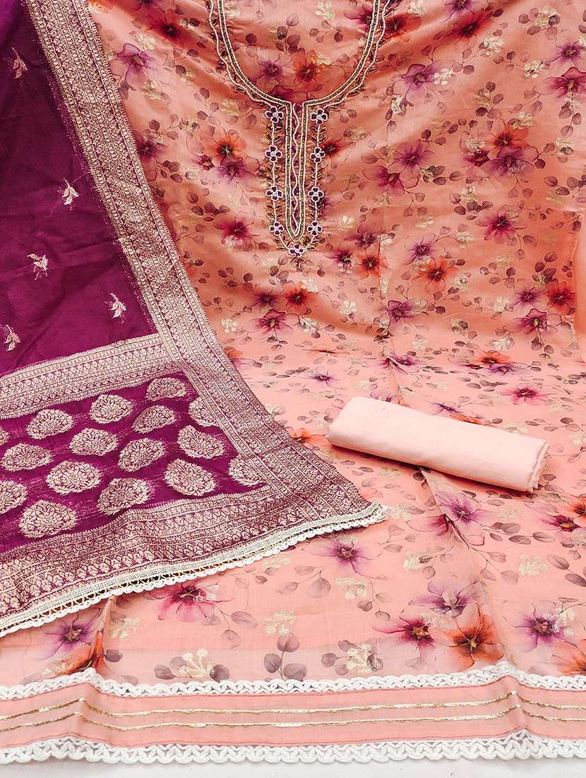 women embroidered unstitched suit set - 21467494 -  Standard Image - 1