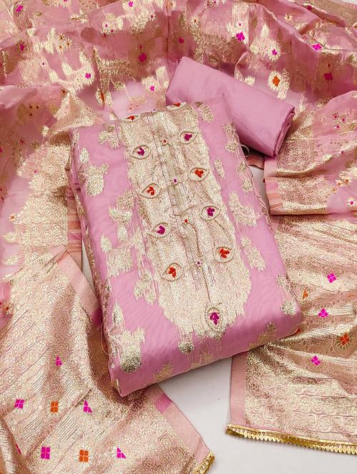 women zari work unstitched suit set - 21467522 - Standard Image - 0