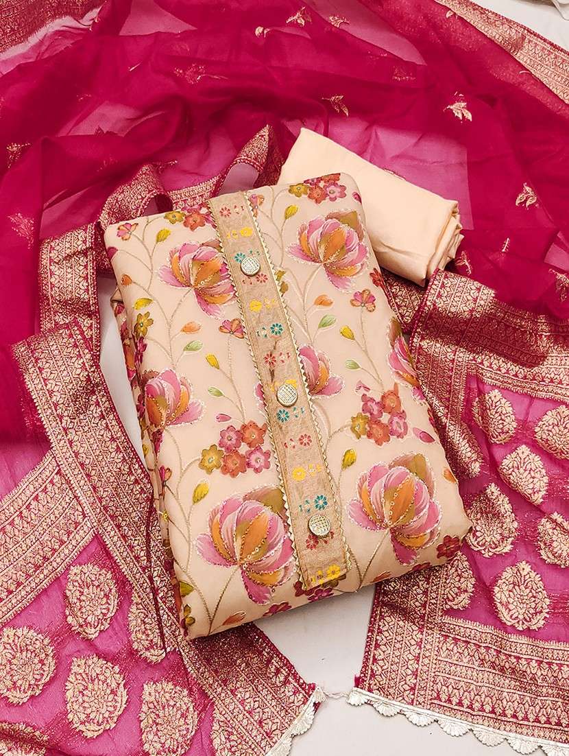 women embroidered unstitched suit set