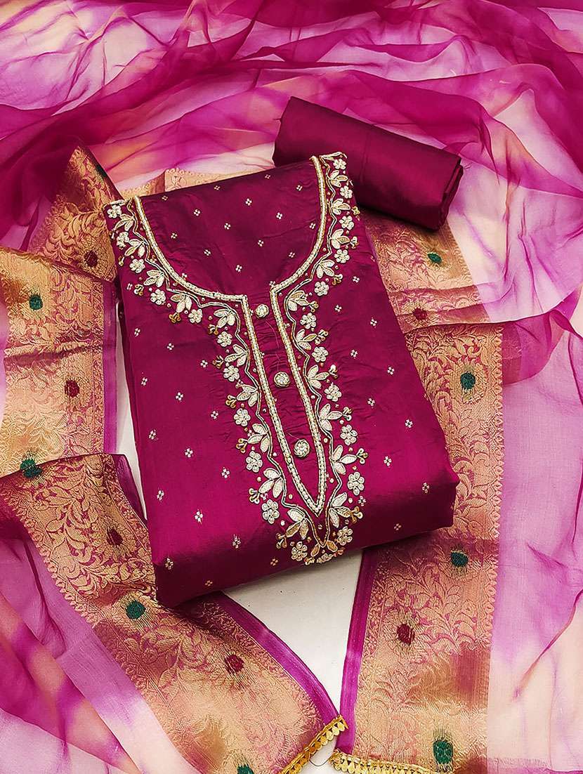 women embroidered unstitched suit set