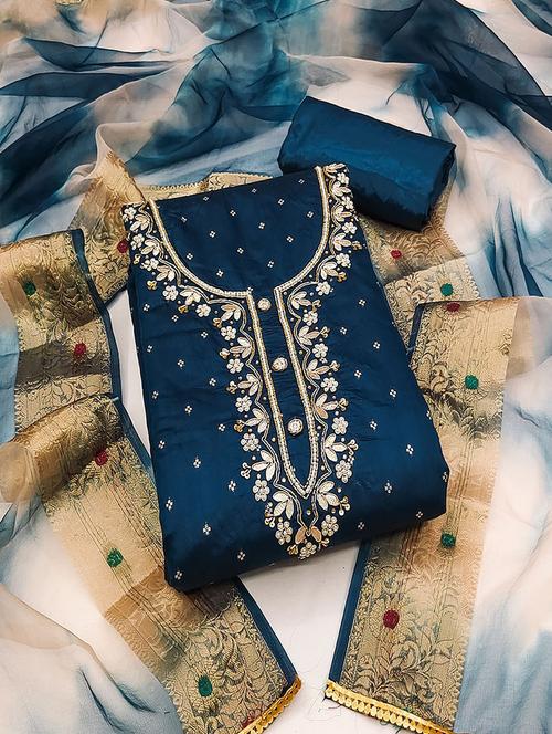 women embroidered unstitched suit set - 21467544 - Standard Image - 0