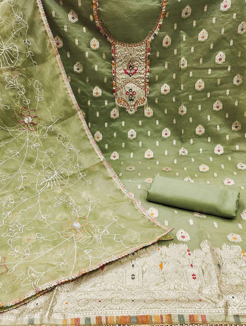 women zari work unstitched suit set - 21467550 -  Standard Image - 1