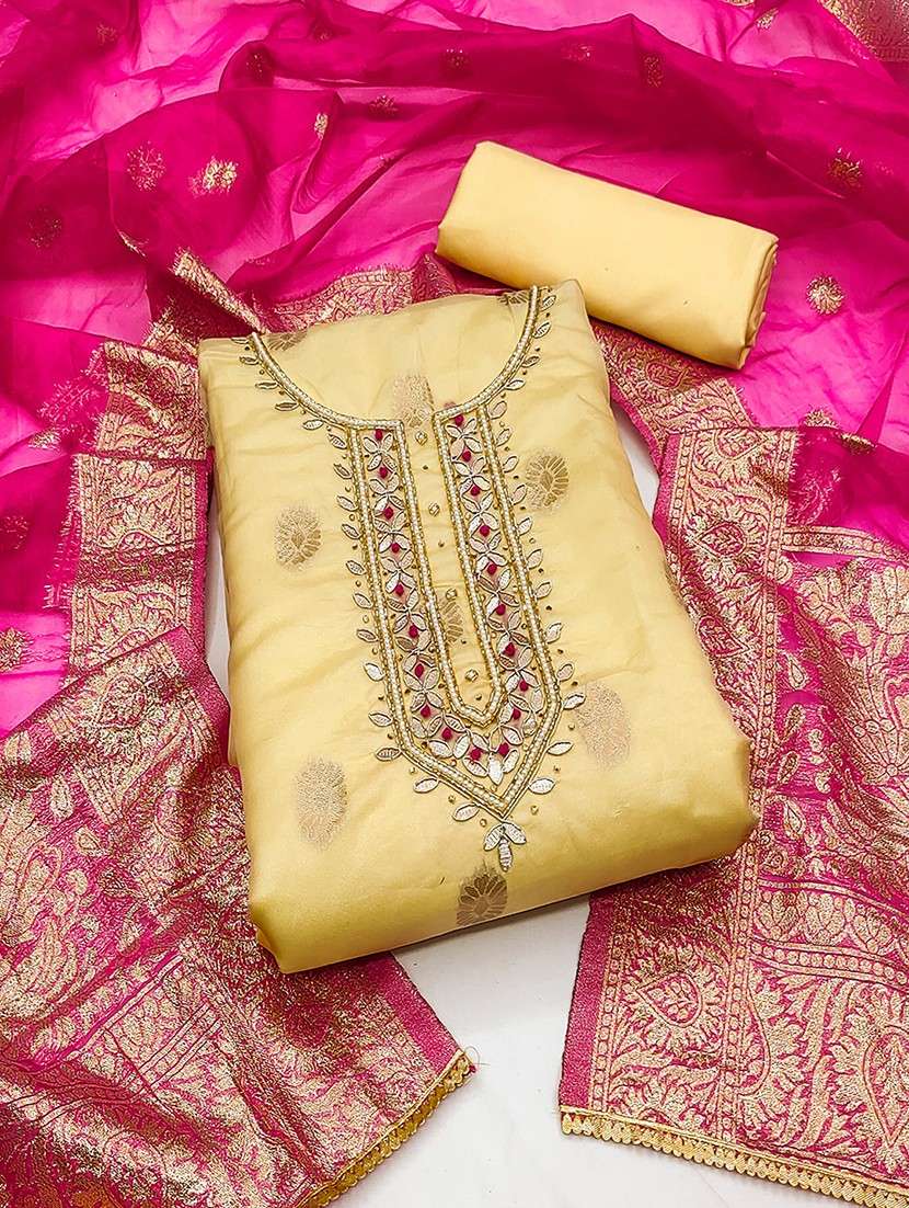 women embroidered unstitched suit set