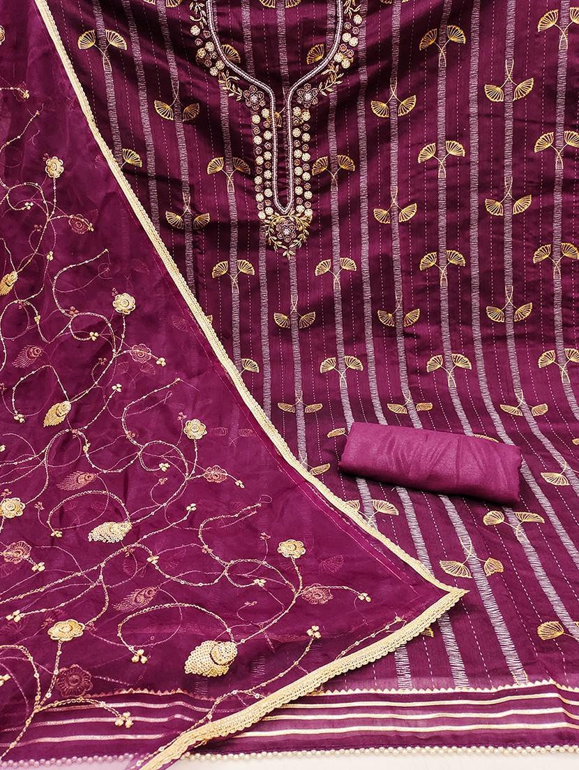 women embroidered unstitched suit set - 21467579 - Standard Image - 1