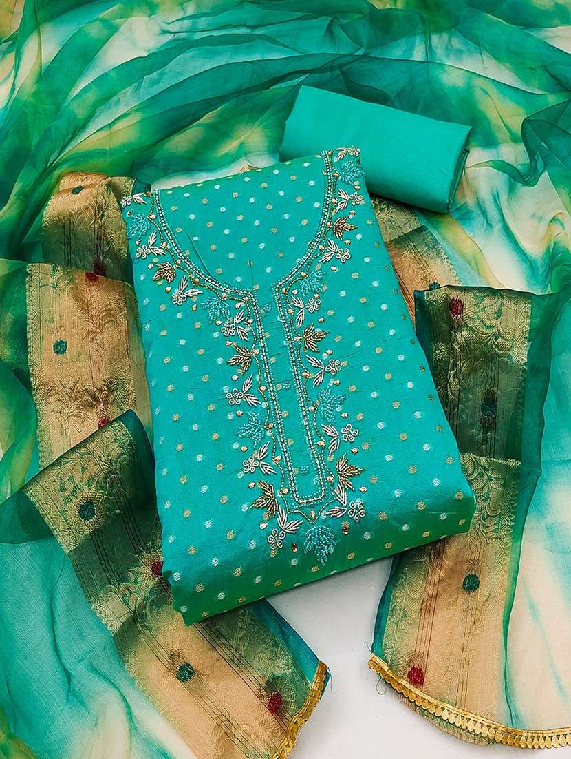 women embroidered unstitched suit set