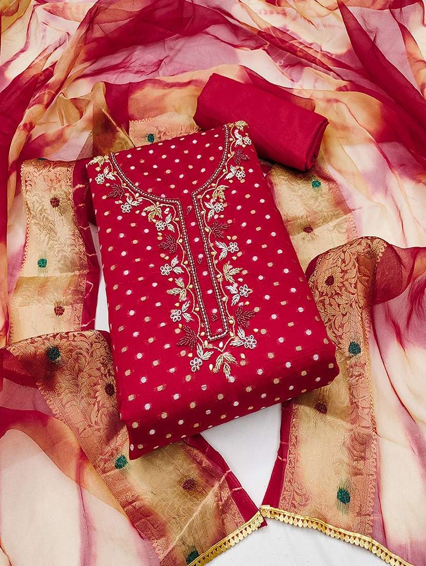 women embroidered unstitched suit set