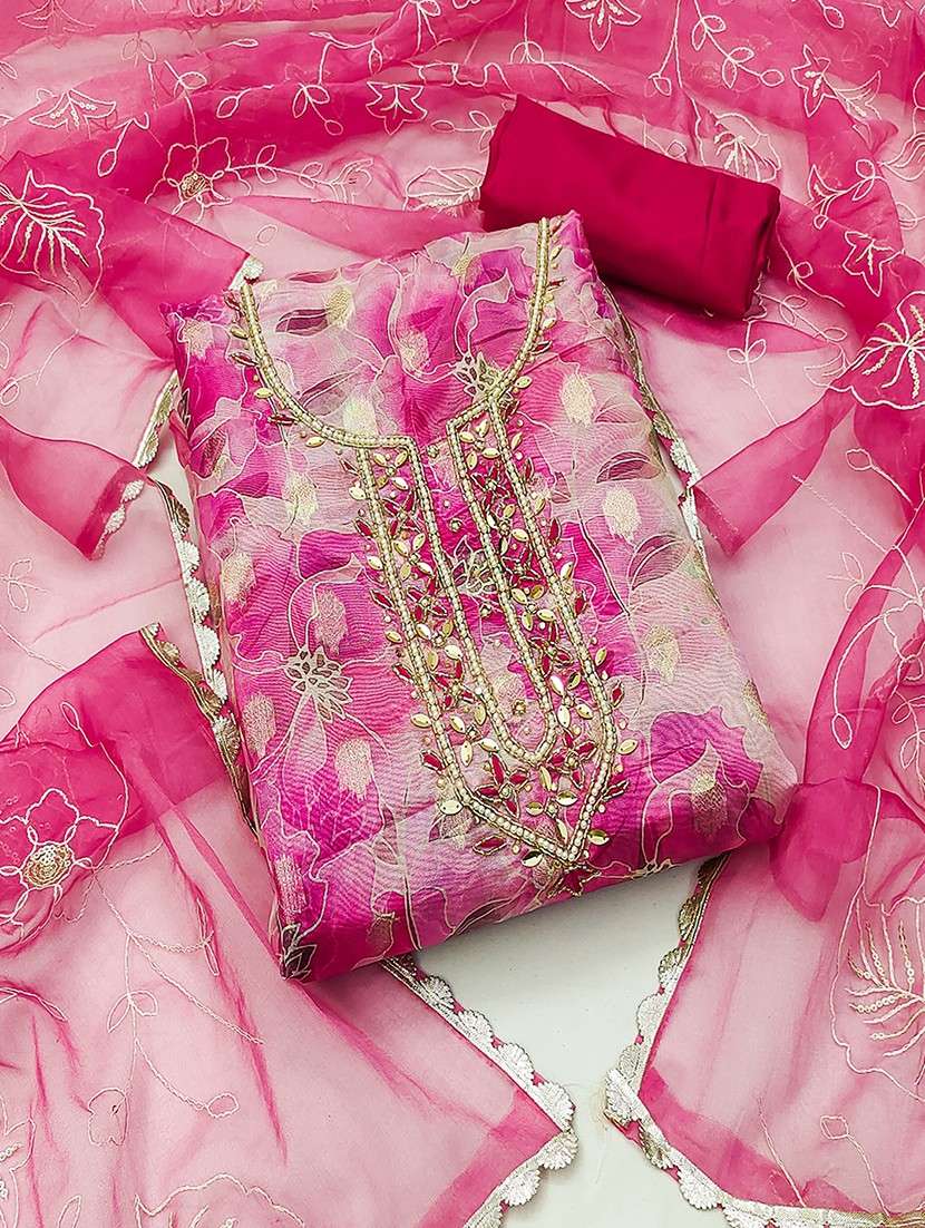 women embroidered unstitched suit set