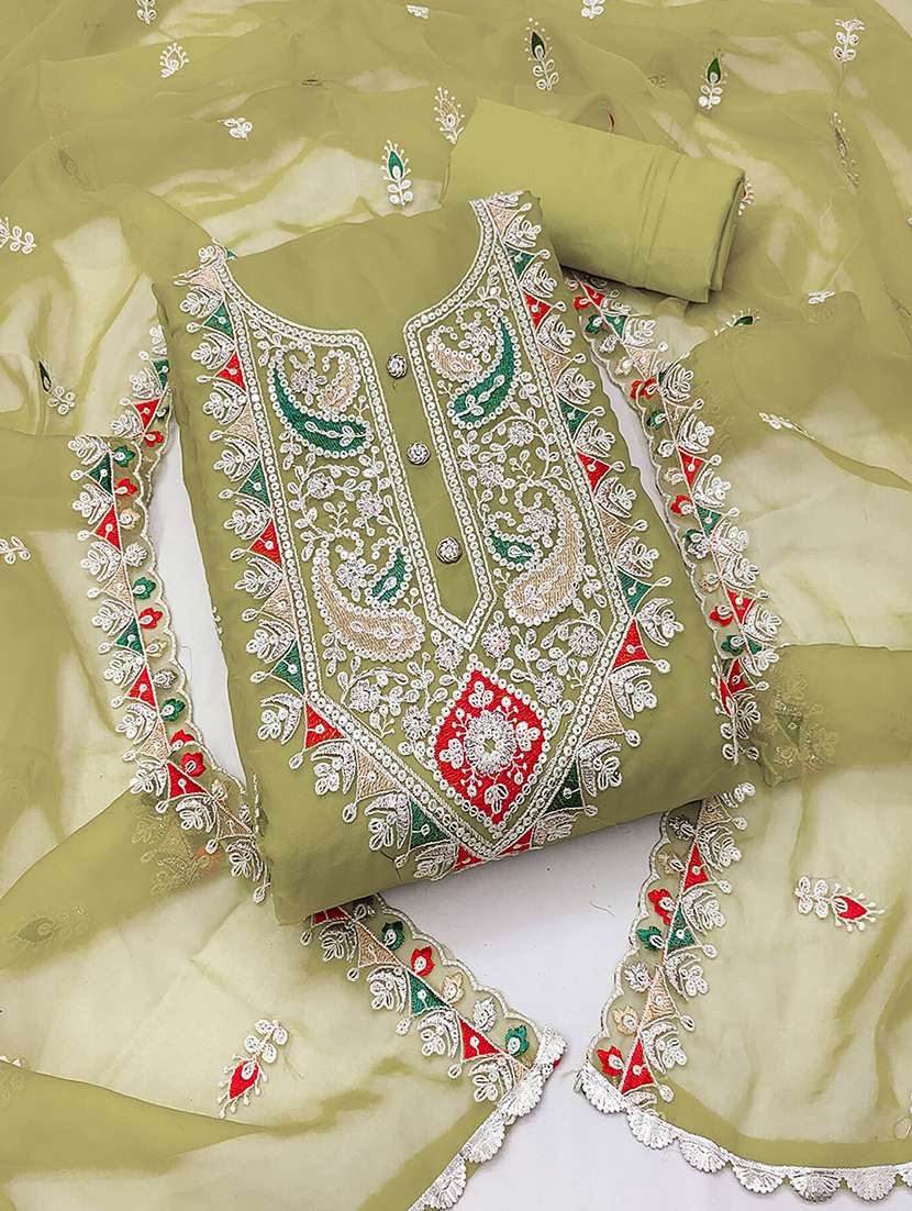 women embroidered unstitched suit set