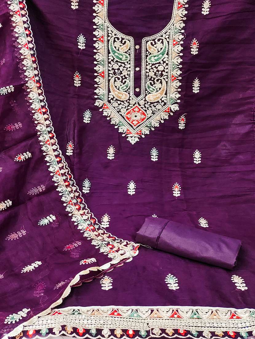 women embroidered unstitched suit set - 21467596 -  Standard Image - 1