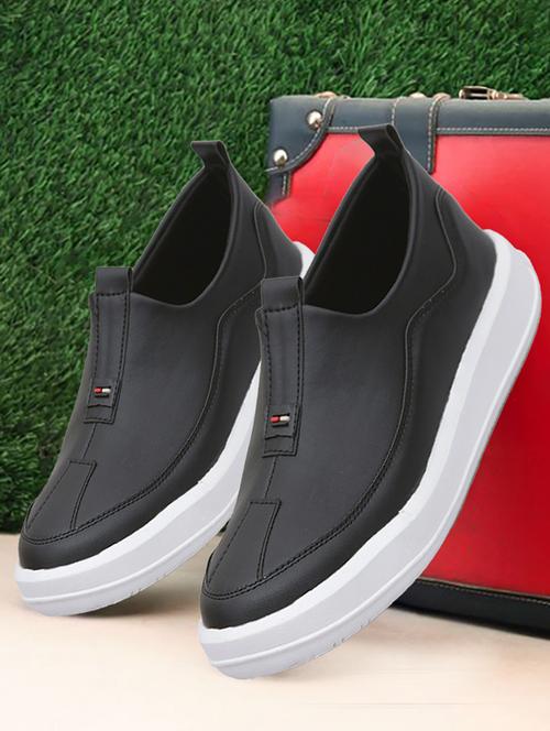black synthetic slip on casual shoes - 21467625 -  Standard Image - 0