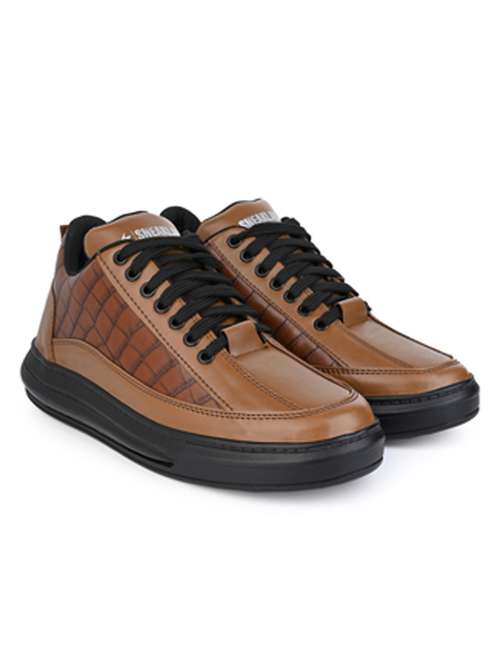 tan synthetic laceup casual shoes - 21467631 -  Standard Image - 0