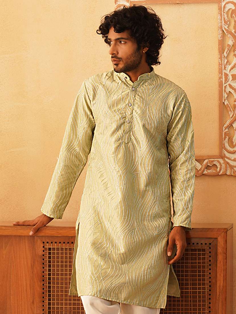 men embroidered mandarin neck long kurta  - 21467720 -  Standard Image - 1