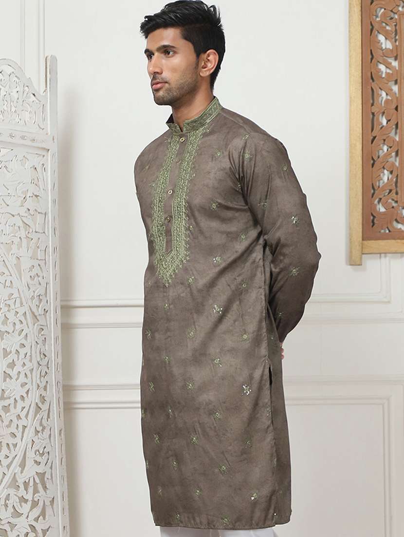 men embroidered mandarin neck long kurta  - 21467721 -  Standard Image - 1