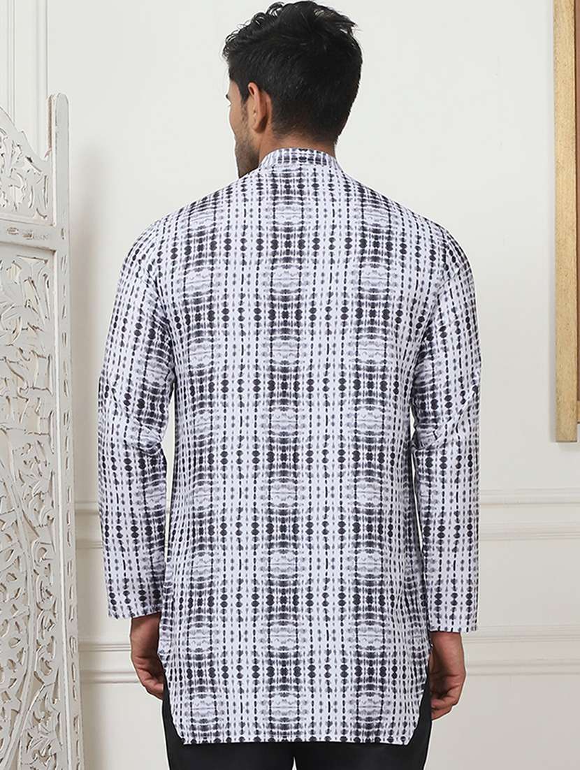 men printed mandarin neck short kurta  - 21467728 -  Standard Image - 1