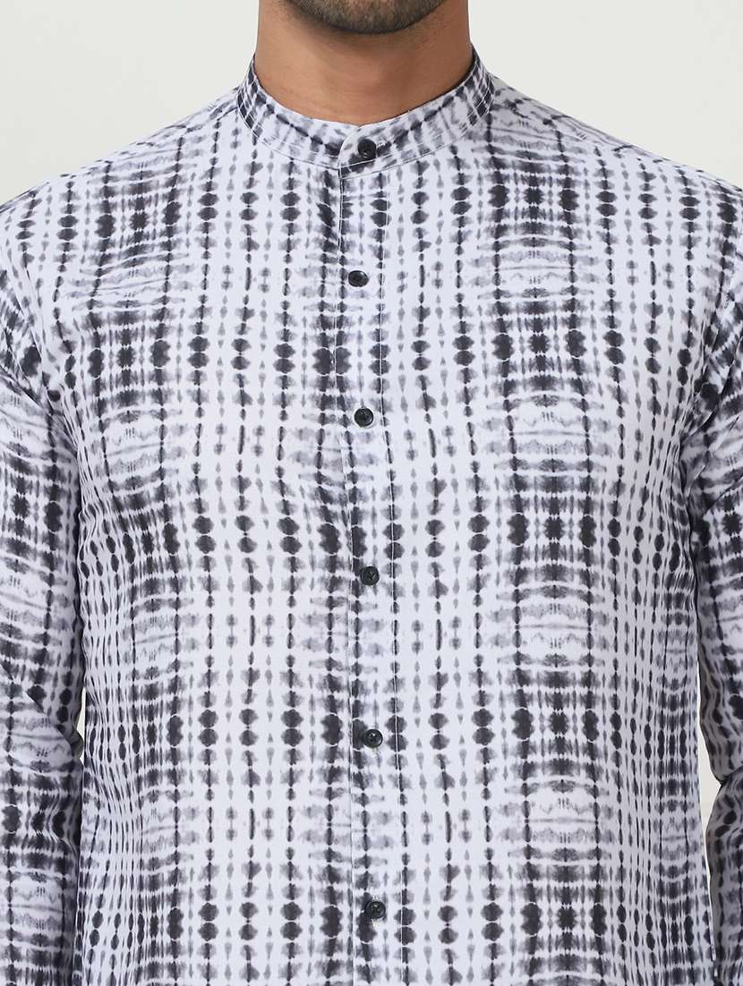 men printed mandarin neck short kurta  - 21467728 -  Standard Image - 4