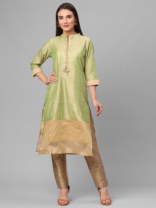 women three quarter sleeve straight kurta - 21468034 -  Standard Image - 0