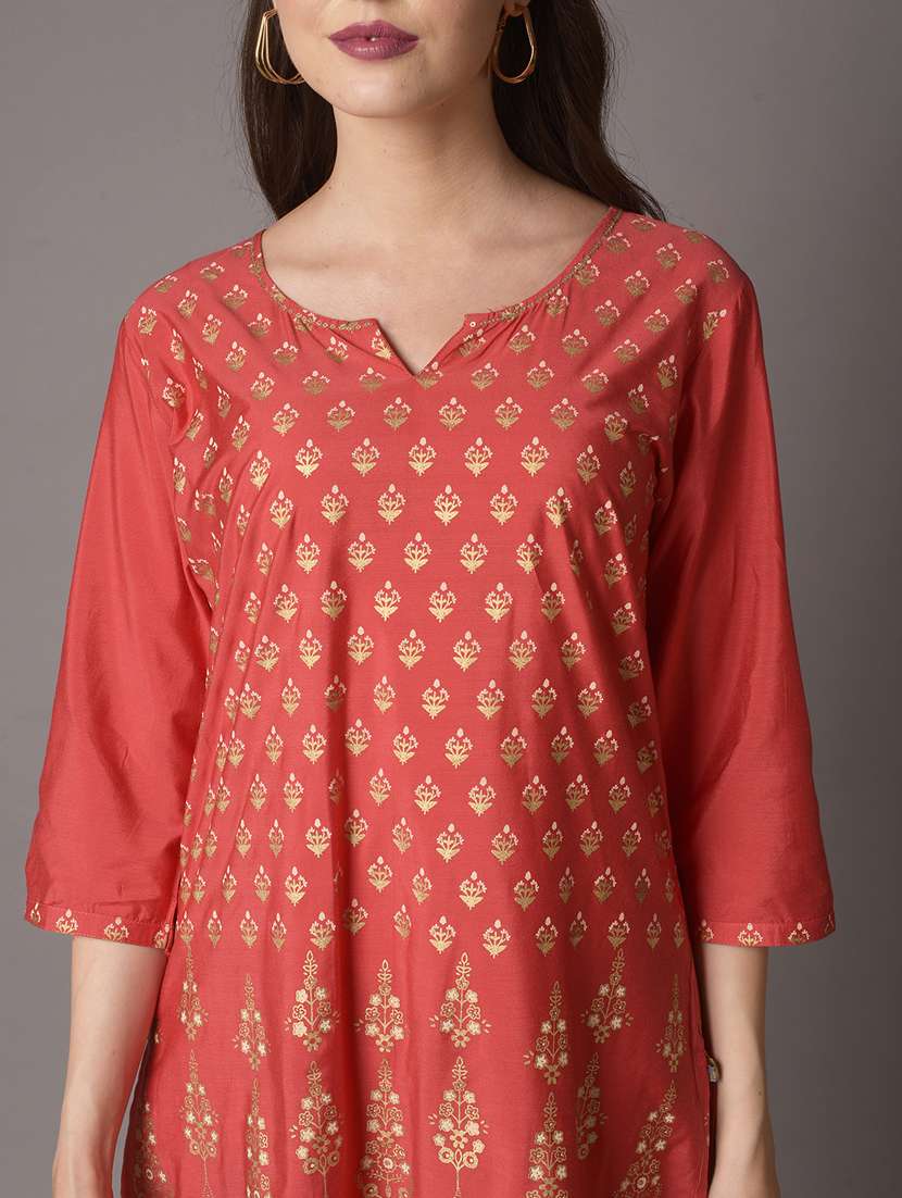 women three quarter sleeve straight kurta - 21468038 -  Standard Image - 4