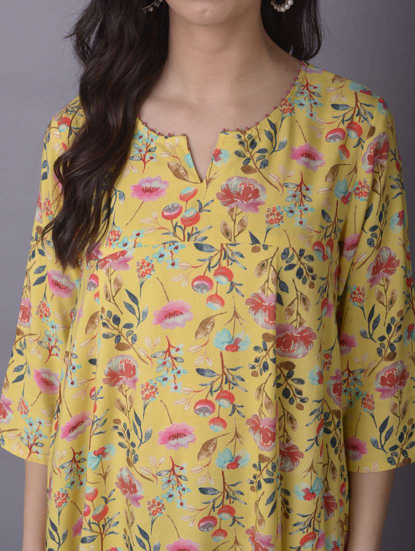 women yellow rayon a-line kurta - 21468069 -  Standard Image - 4