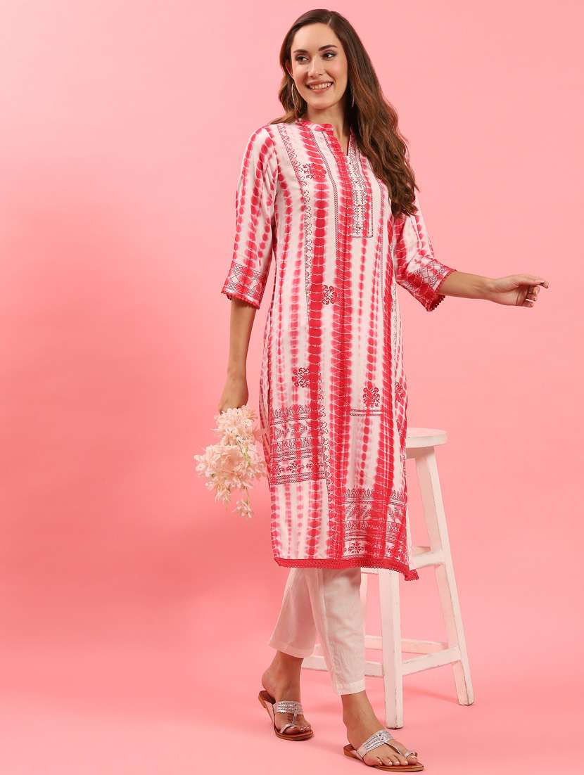 women off white rayon straight kurta - 21468086 - Standard Image - 1