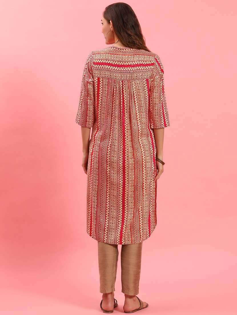 women beige rayon straight kurta - 21468090 -  Standard Image - 4