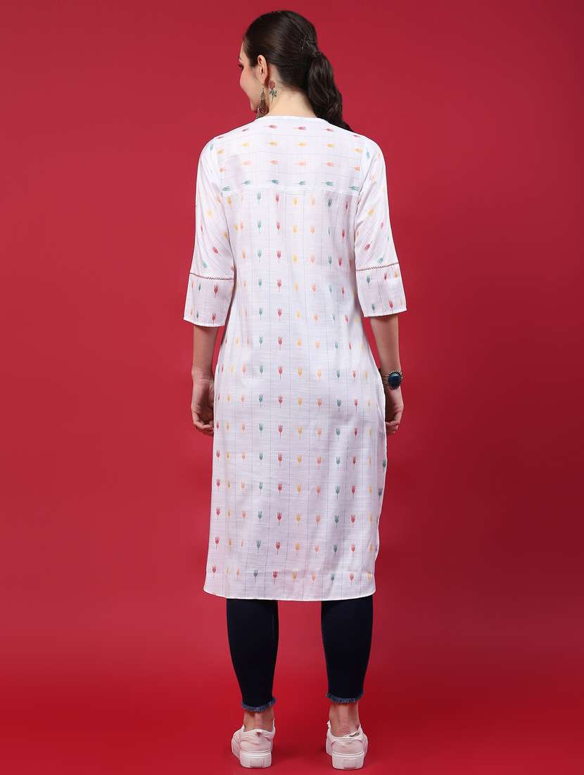 women white rayon high low kurta - 21468103 -  Standard Image - 4