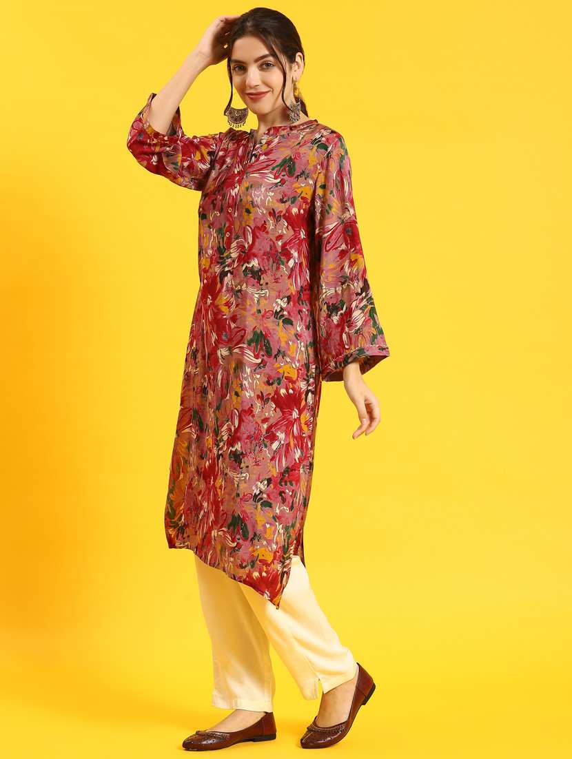 women multi color floral printed straight kurta - 21468123 -  Standard Image - 1