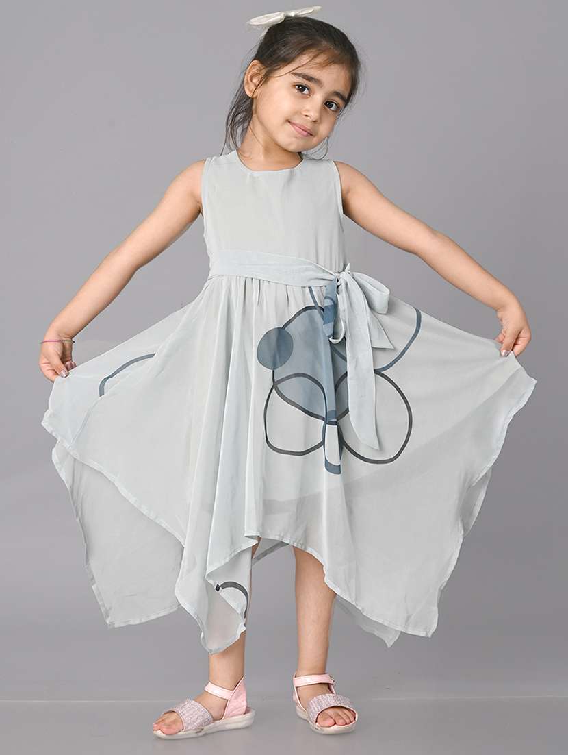 girl printed sleeveless polyester frock - 21468200 - Standard Image - 1