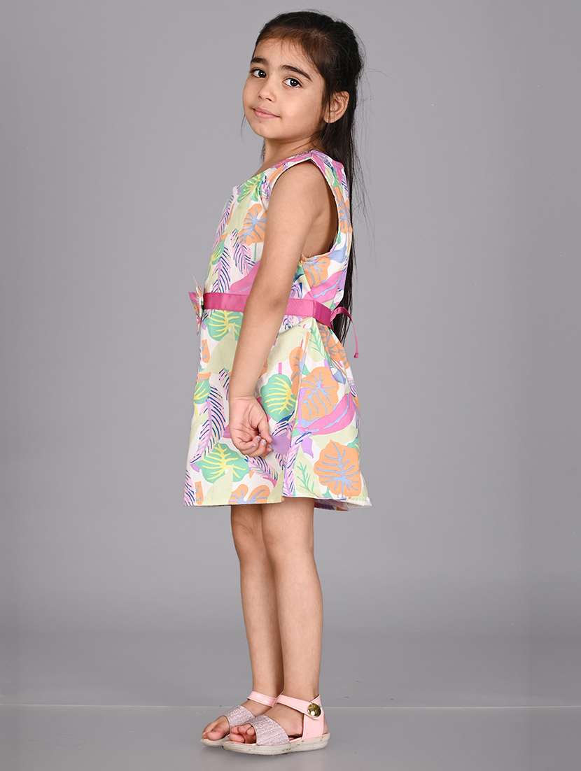 girl printed sleeveless polyester frock - 21468218 -  Standard Image - 1