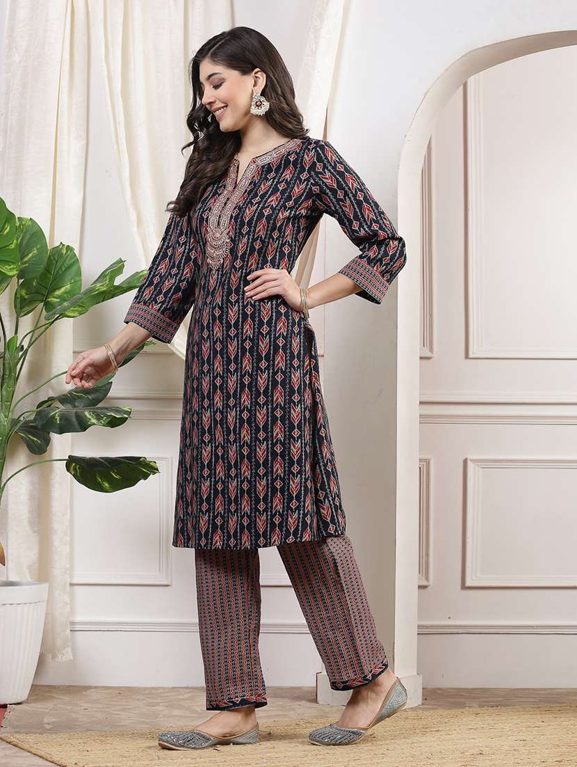 women navy blue kurta palazzo set  - 21468574 -  Standard Image - 1