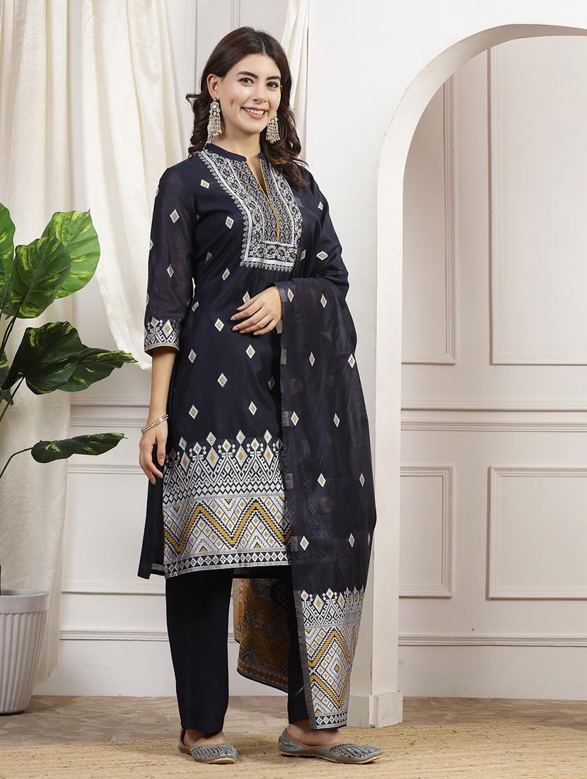 women navy blue kurta palazzo set - 21468577 - Standard Image - 1