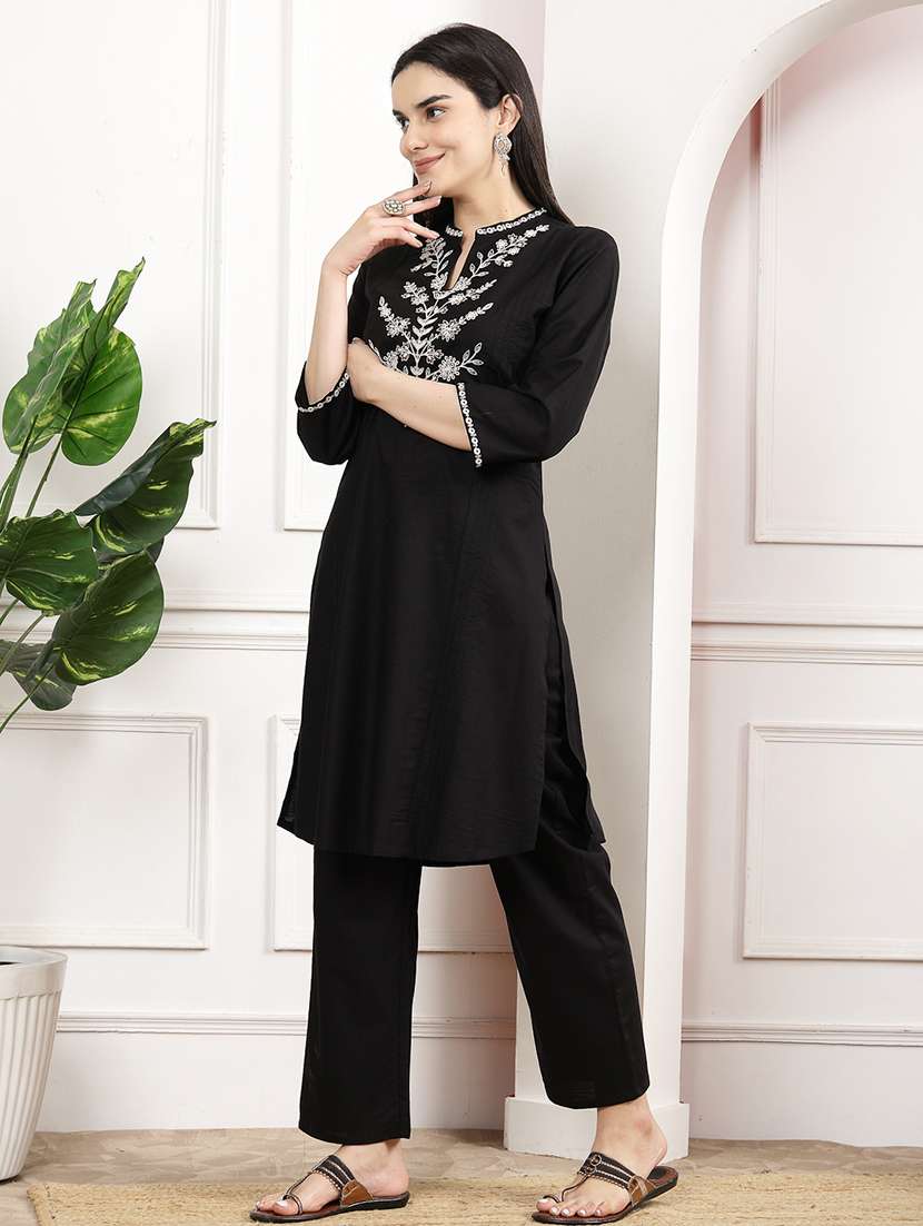 women black kurta palazzo set  - 21468579 -  Standard Image - 1