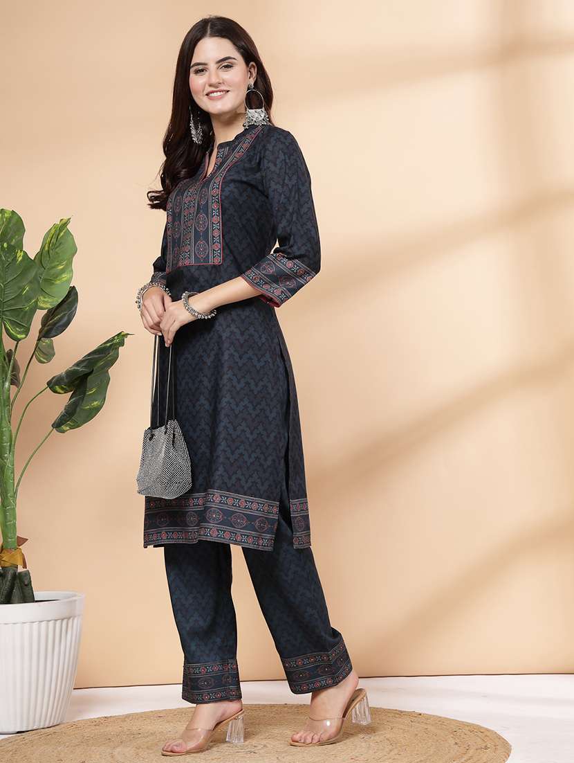 women navy blue kurta palazzo set  - 21468581 -  Standard Image - 1