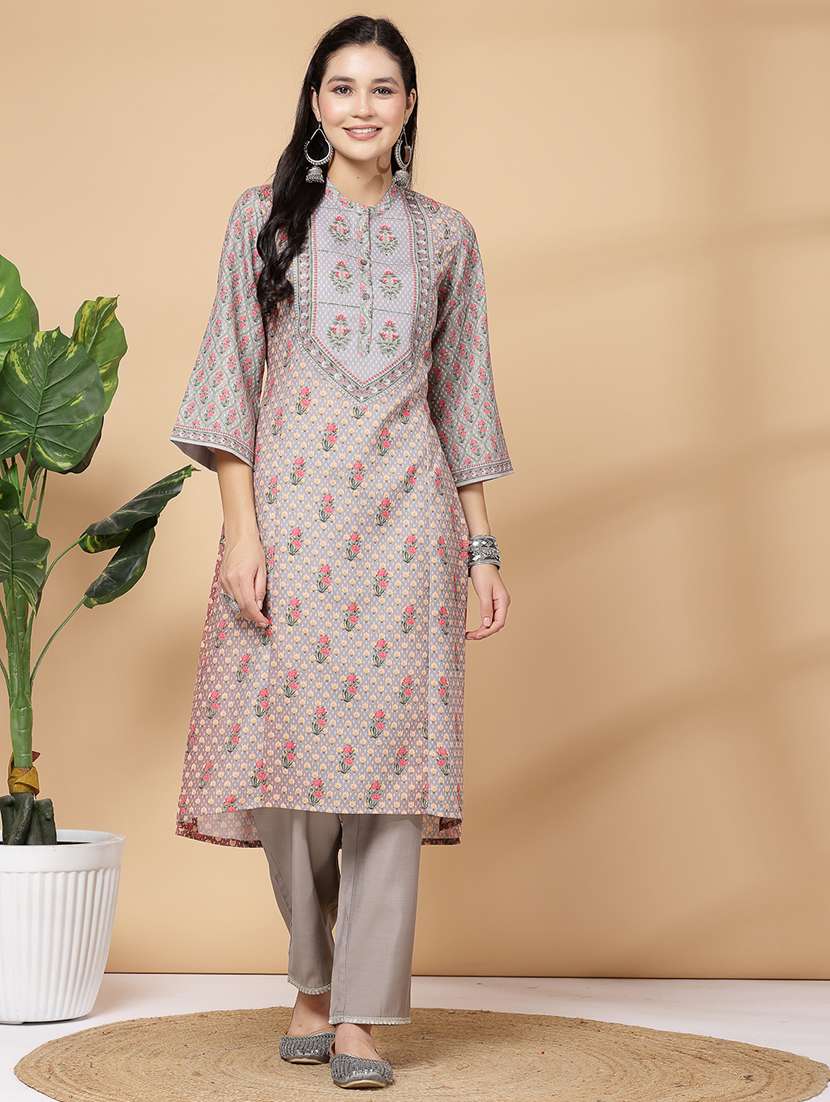women grey kurta palazzo set  - 21468583 -  Standard Image - 1