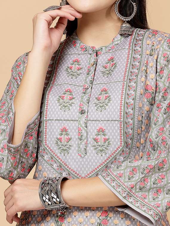 women grey kurta palazzo set  - 21468583 -  Standard Image - 4