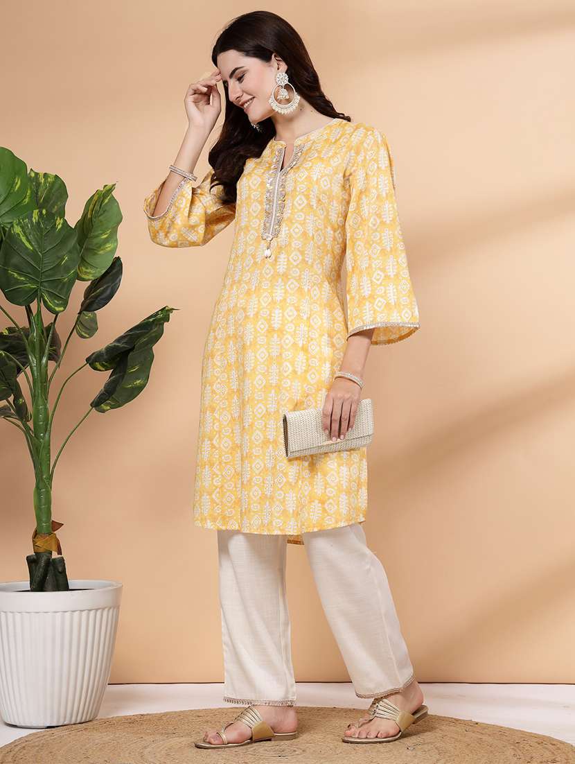 women yellow kurta palazzo set  - 21468586 -  Standard Image - 1