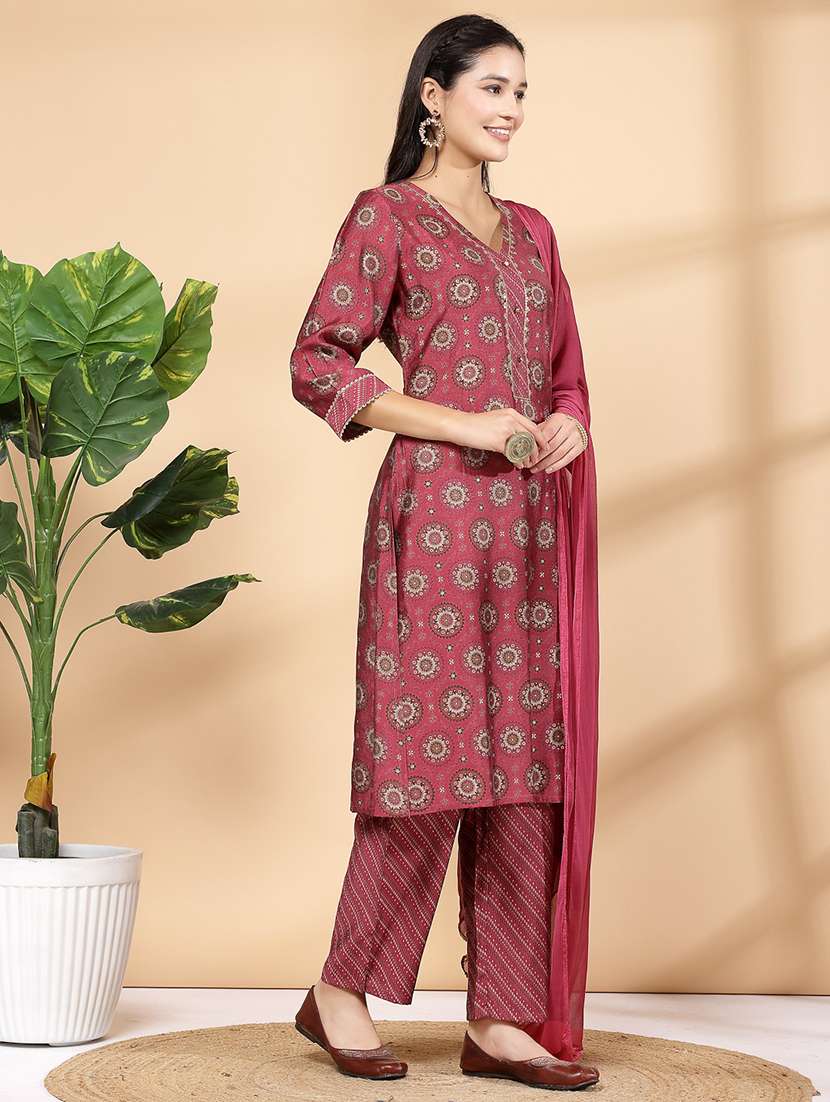 women peach kurta palazzo set - 21468589 -  Standard Image - 1