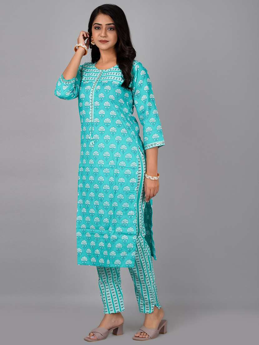 blue cotton blend kurta pant  set - 21468650 -  Standard Image - 1