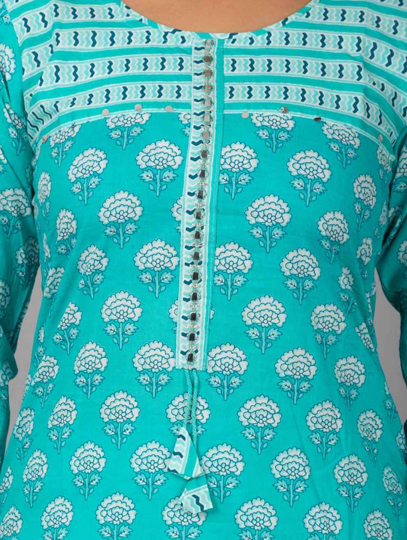 blue cotton blend kurta pant  set - 21468650 -  Standard Image - 4