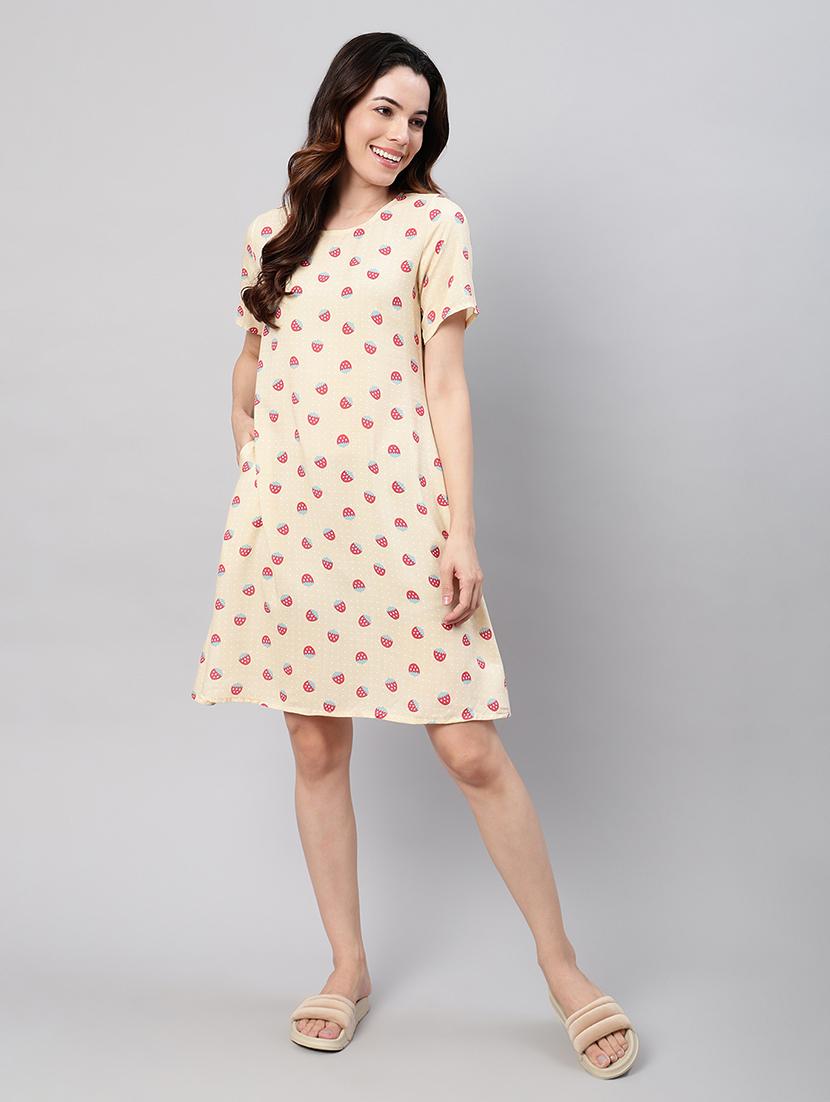 beige rayon nighty sleepshirts & - 21469255 - Standard Image - 1